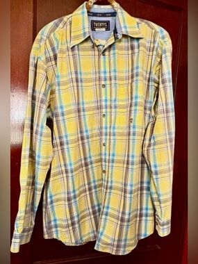 Twenty X Wrangler Men's Casual Plaid Shirt - Yellow and Blue